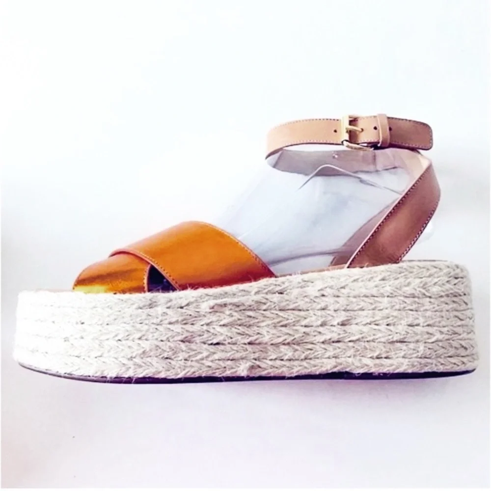 SEY by Seychelles, Cadence, Platform Metallic Orange Espadrilles